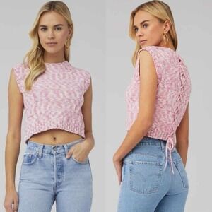 Steve Madden Cicilla Pink Tulle Sleeveless Sweater Size Large